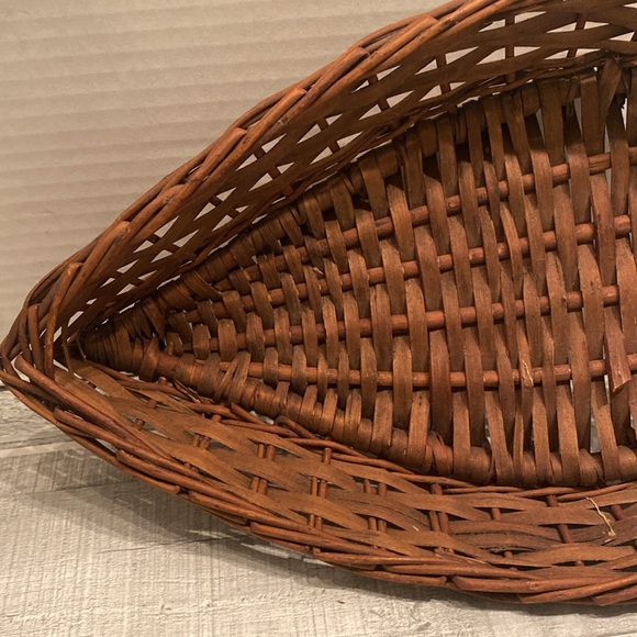 Pear Shaped Handmade Basket 11” x 8 x 2 1/2” - Picture 3 of 4